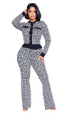 Two piece fashionable patterned micro flare trousers