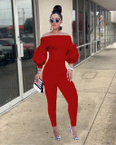 Women's fashionable shoulder length sexy lantern sleeve jumpsuit
