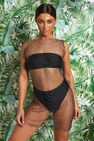 Mesh sparkle round neck dress
