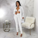 Silk like shirt pencil pants suit