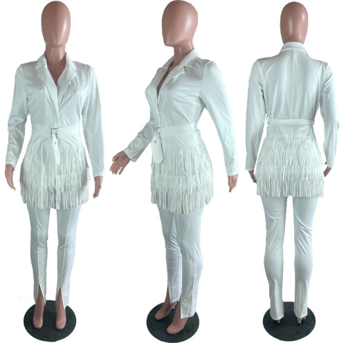 Fashion solid color tassel professional multicolor suit