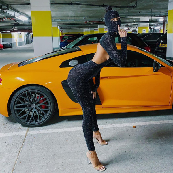 Long sleeve high neck open back one-piece pants sports jumpsuit