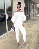 Women's fashionable shoulder length sexy lantern sleeve jumpsuit