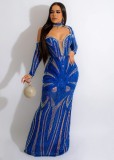 Hanging V-neck sequin long skirt for female slim host