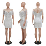 Fashion Sexy Evening Dress Party Celebrity Style Bead Piece Hip Wrap Dress