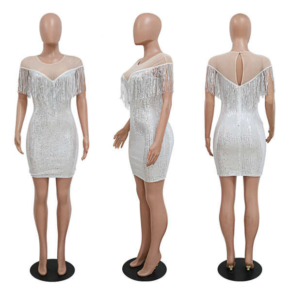 Fashion Sexy Evening Dress Party Celebrity Style Bead Piece Hip Wrap Dress