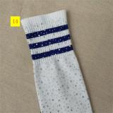 Sexy hot drill knee socks striped women's stockings with drill socks high cotton socks