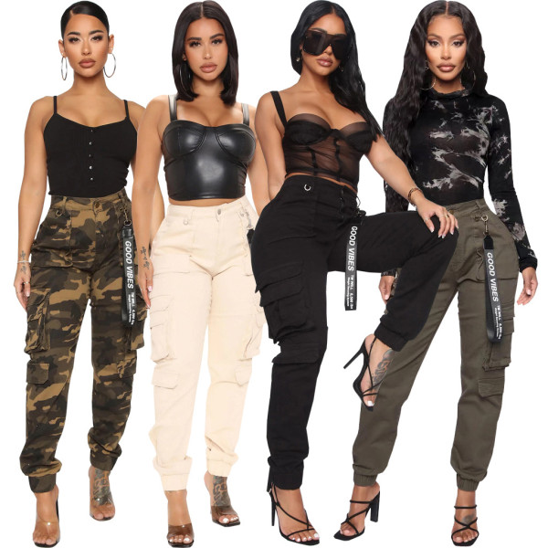 Fashion slim camouflage comfortable casual leggings elastic overalls