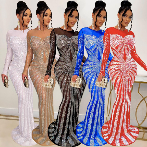 Sexy hot drill floor length dress nightclub dress