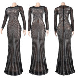 Sexy hot drill floor length dress nightclub dress