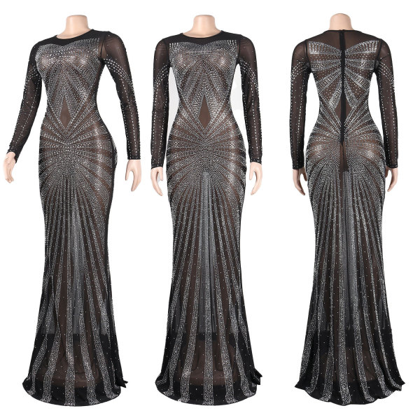 Sexy hot drill floor length dress nightclub dress