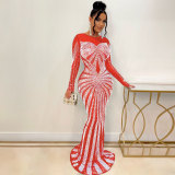Sexy hot drill floor length dress nightclub dress