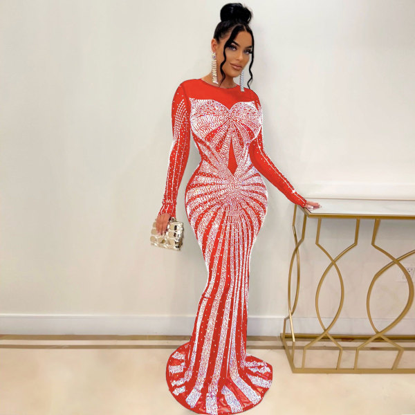 Sexy hot drill floor length dress nightclub dress