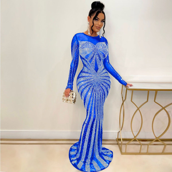 Sexy hot drill floor length dress nightclub dress