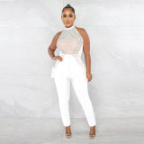 Sexy hot drill strap jumpsuit night club suit