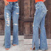 Trendy Pants Washed Slight Rags Women's Jeans Trendy Pants Washed Slight Rags Women's Jeans