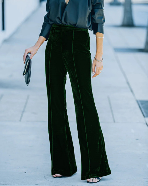 Collage gold velvet micro lapel pants High waist casual pants