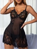 Sexy lace perspective seductive suspender nightdress