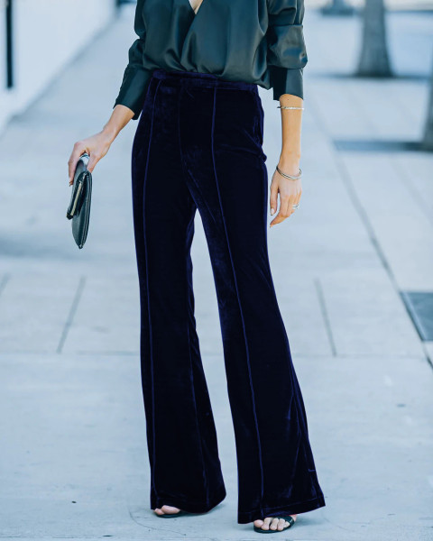 Collage gold velvet micro lapel pants High waist casual pants