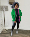 Women's casual color blocking short knitted cardigan coat