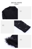 Perspective Lace Splice Hip Wrapped Short Skirt Slim Autumn Long Sleeve Dress