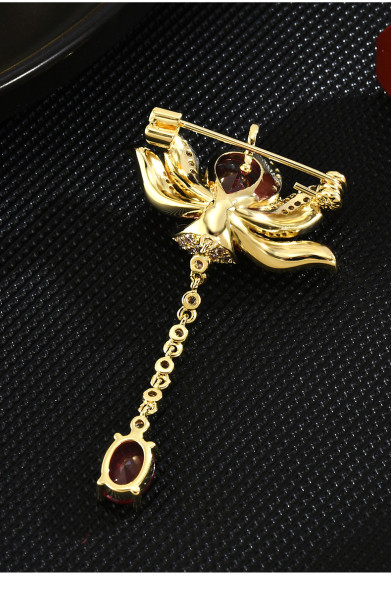 Tassel lotus brooch high-grade women's design sense cheongsam brooch suit chain decoration collar pin