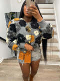 Vintage three-dimensional flower temperament loose single breasted cardigan jacket