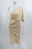 Sexy one side sleeve irregular dress evening dress