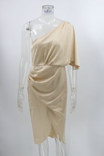 Sexy one side sleeve irregular dress evening dress