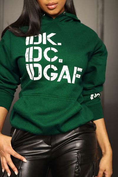 Women's printed hooded casual loose sweater