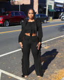 Women's casual solid color knitting long sleeve tassel suit women's sweater