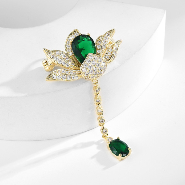 Tassel lotus brooch high-grade women's design sense cheongsam brooch suit chain decoration collar pin
