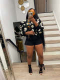 Vintage three-dimensional flower temperament loose single breasted cardigan jacket