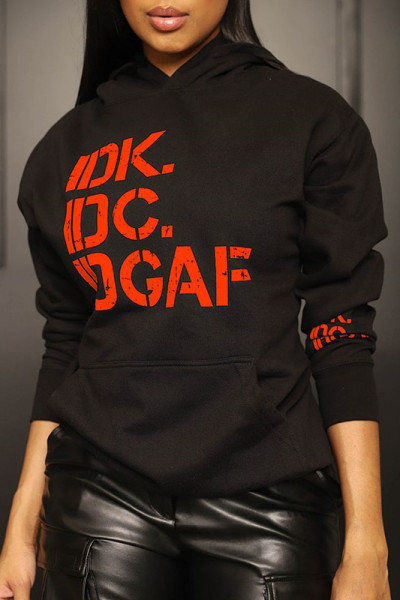 Women's printed hooded casual loose sweater