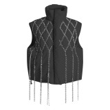 Small and popular loose waistcoat, diamond chain decoration, cotton clip sleeveless coat