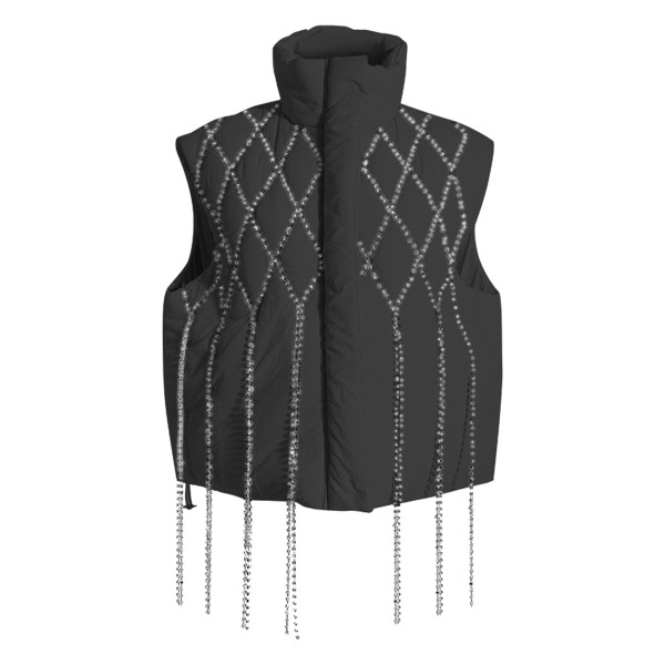 Small and popular loose waistcoat, diamond chain decoration, cotton clip sleeveless coat