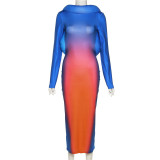 Fashion Trend Personality Contrast Cotton Backless Sexy Slim Dress