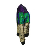 Women's casual contrast sequin jacket