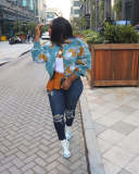 Vintage three-dimensional flower temperament loose single breasted cardigan jacket