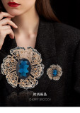 High grade crystal palace flower brooch female luxury vintage brooch pin high sense accessories