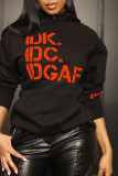 Women's printed hooded casual loose sweater