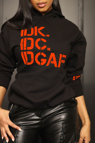 Women's printed hooded casual loose sweater