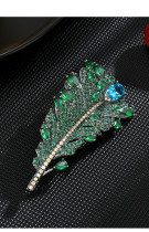 High grade super immortal emerald crystal high-grade feather brooch vintage quality luxury pin coat cardigan corsage