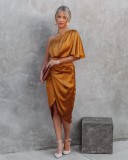 Sexy one side sleeve irregular dress evening dress
