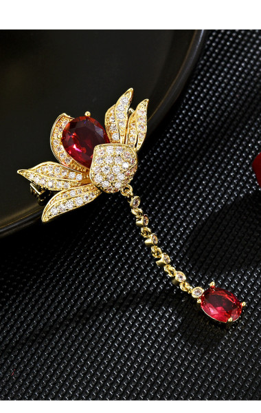 Tassel lotus brooch high-grade women's design sense cheongsam brooch suit chain decoration collar pin