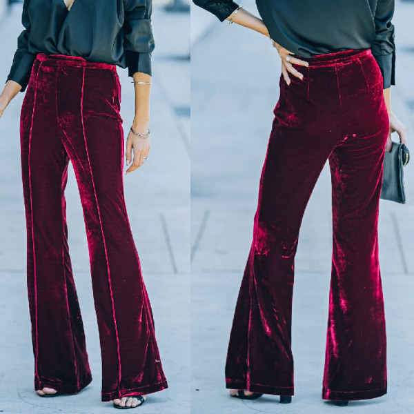 Collage gold velvet micro lapel pants High waist casual pants