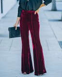 Collage gold velvet micro lapel pants High waist casual pants