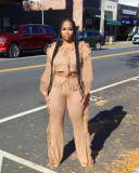Women's casual solid color knitting long sleeve tassel suit women's sweater