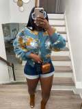 Vintage three-dimensional flower temperament loose single breasted cardigan jacket