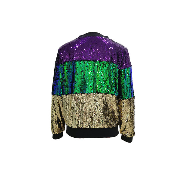 Women's casual contrast sequin jacket